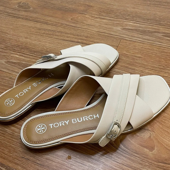 Tory Burch Shoes - Tory Burch 'Delaney' Crisscross Slide Sandal Beige Womens 7 MSRP $248, L…
